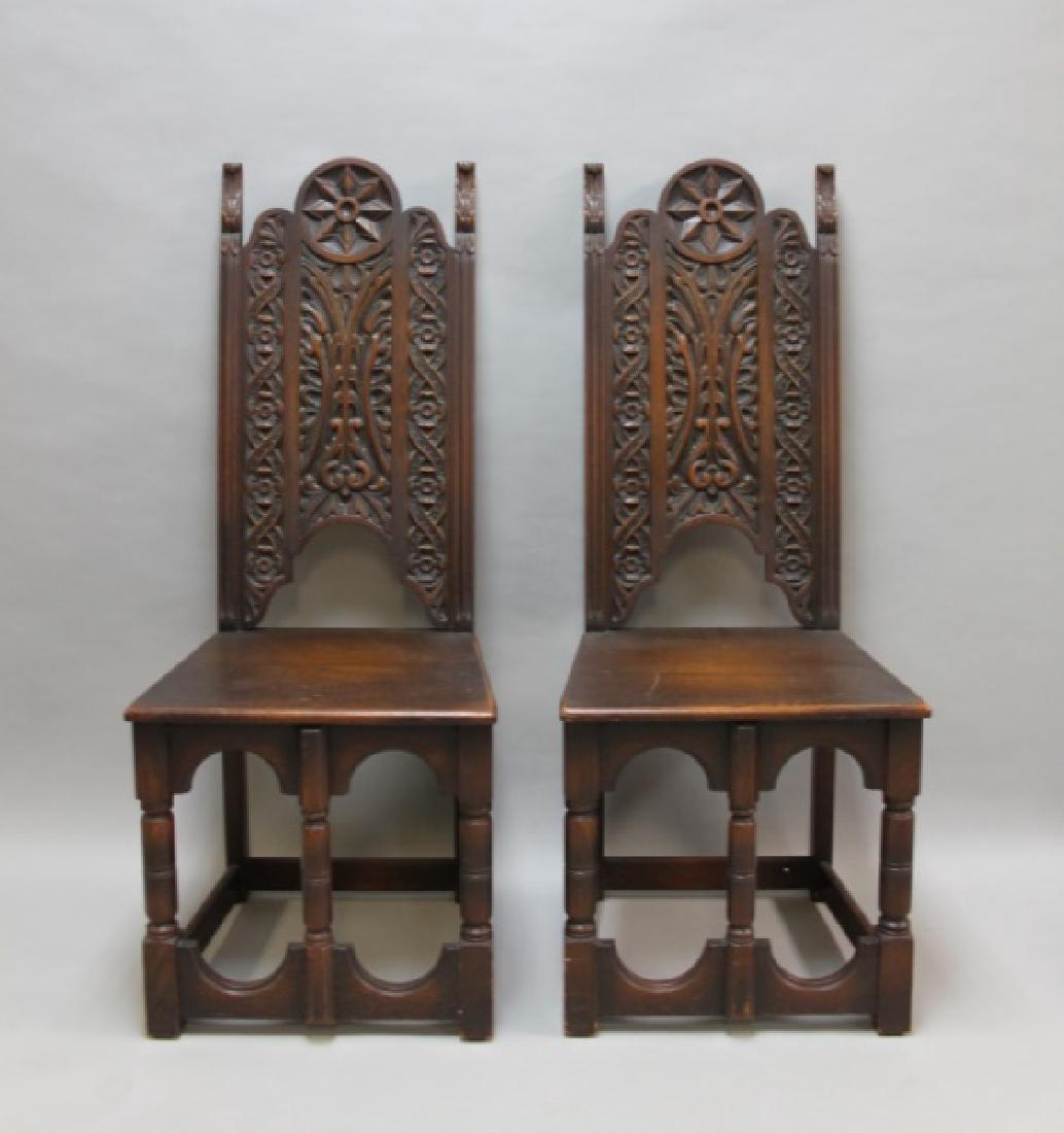 Pair Lifetime Furniture Co. Gothic Oak Chairs #179 (1 of 10)
