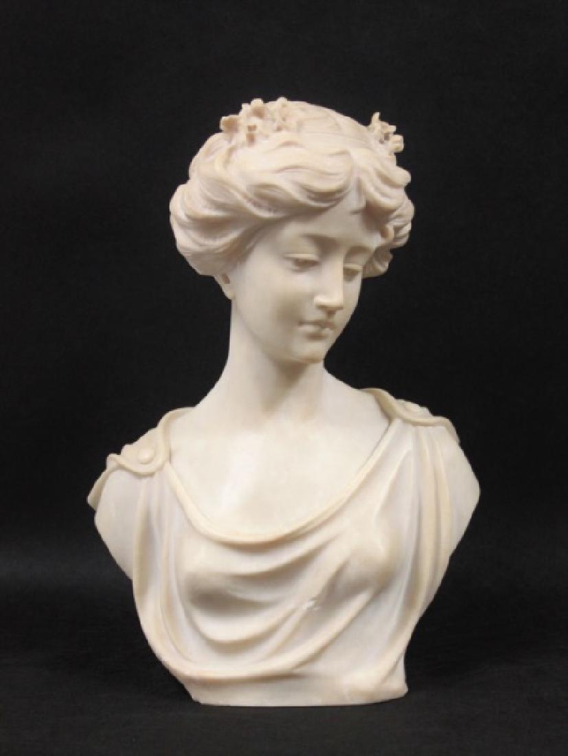 Art Nouveau White Marble Bust of a Young Woman (1 of 9)