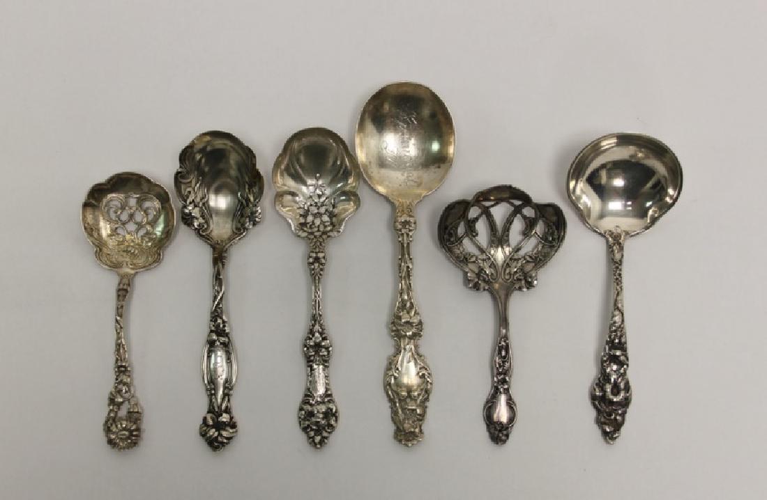 (6) Art Nouveau Sterling Serving Spoons & Ladle (1 of 9)