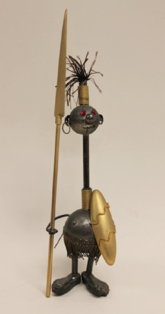 1960's Haguenauer Desk Set w Pen & Letter Opener: 1960's Haguenauer style figural desk set with pen and letter opener. Zulu warrior is holding a spear (letter opener) and the neck conceals a pen when removed from the body. Excellent condition, (pen i