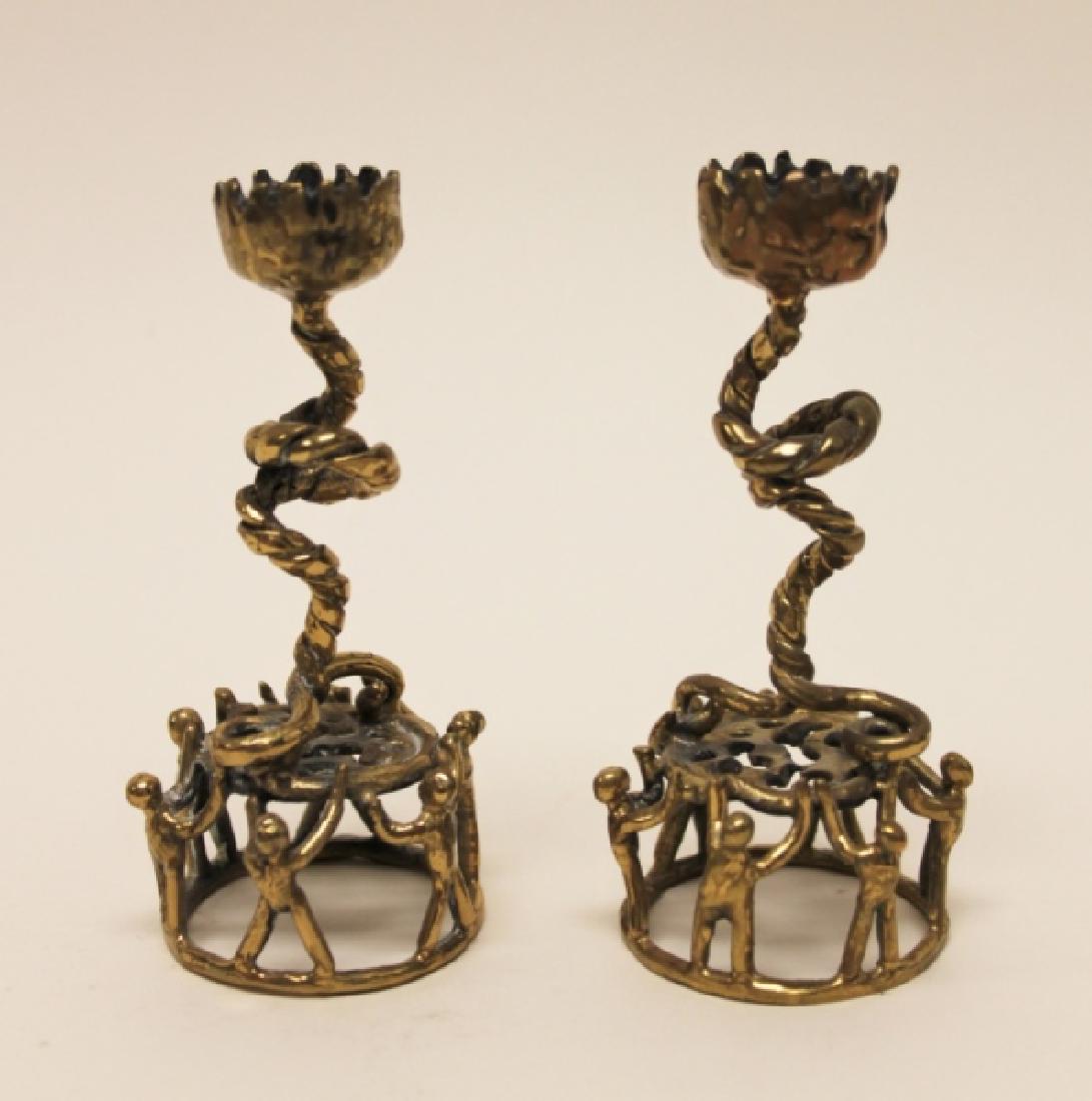 Pair MCM Brutalist Brass Candlestick Holders (1 of 6)