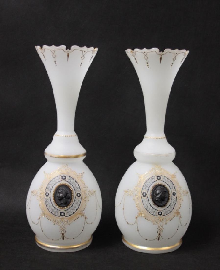 Pair 19C French Empire Opaline Glass Vases (1 of 9)