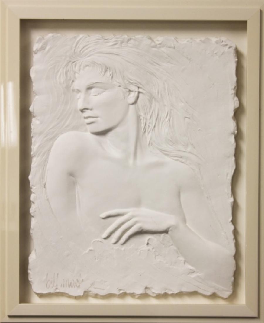 Bill Mack Vintage Bas-Relief Wall Sculpture: Bill Mack, bas-relief wall sculpture of a sleeping nude female. Excellent condition. Measures 23" x 27".