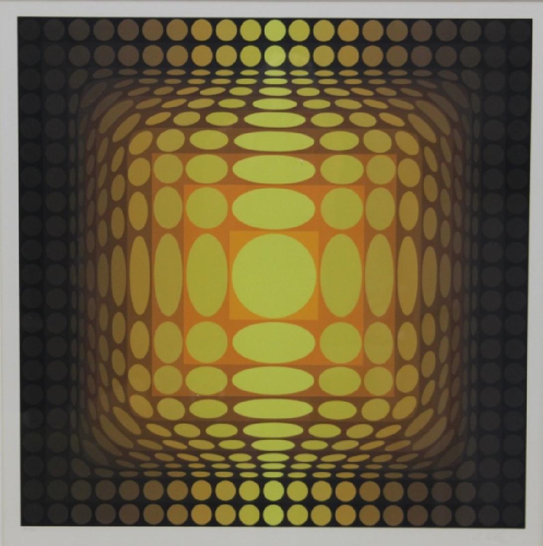 Victor Vasarely 1906â€“1997 "Koska Mez" Screen Print: Victor Vasarely (French/Hungarian, 1906â€“1997) 1974 Screen color print on white woven paper titled, "Koska Mez". Edition is pencil signed, "Vasarely" and numbered 208/250. Excellent condition. A