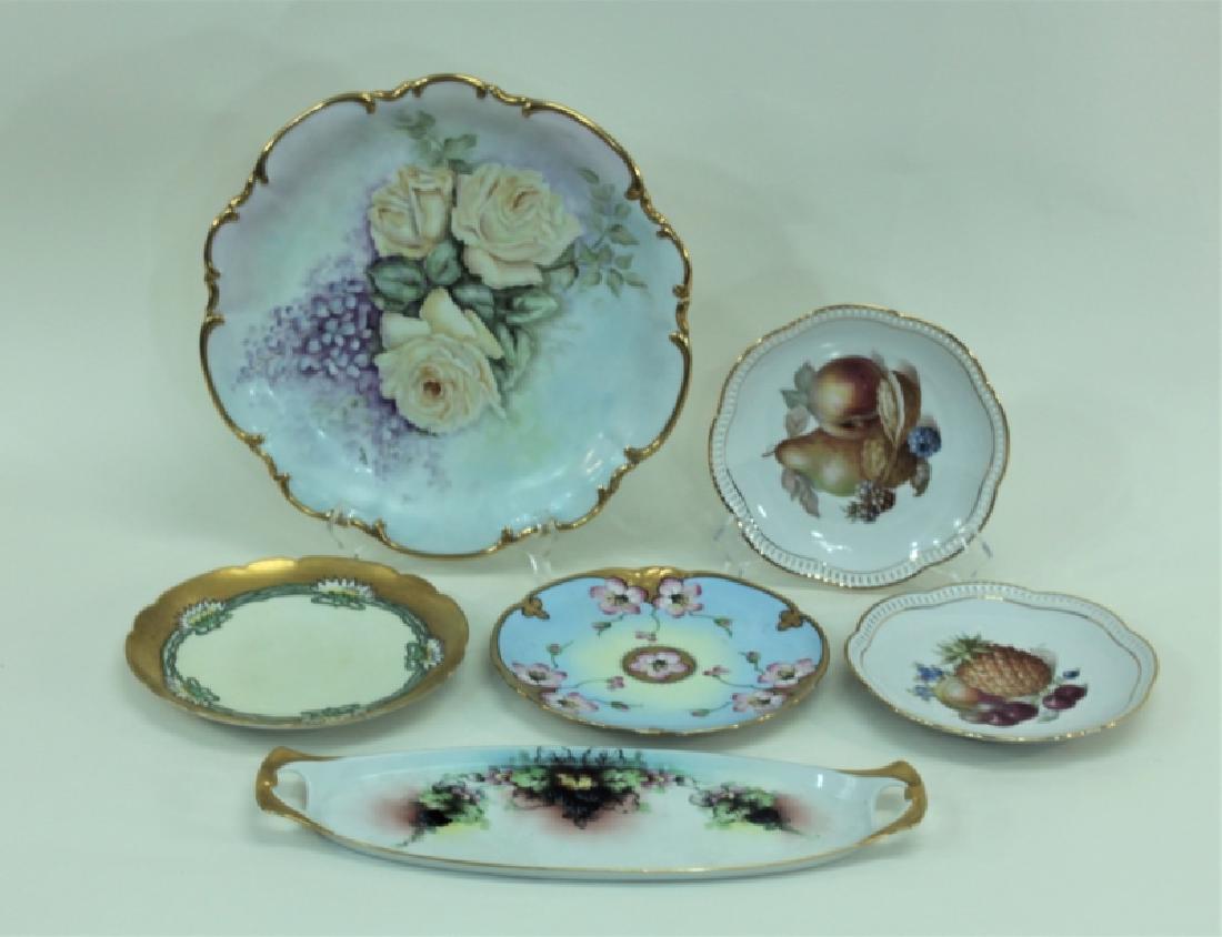 (6) Dresden Painted Porcelain Fruit & Cake Plates (1 of 6)