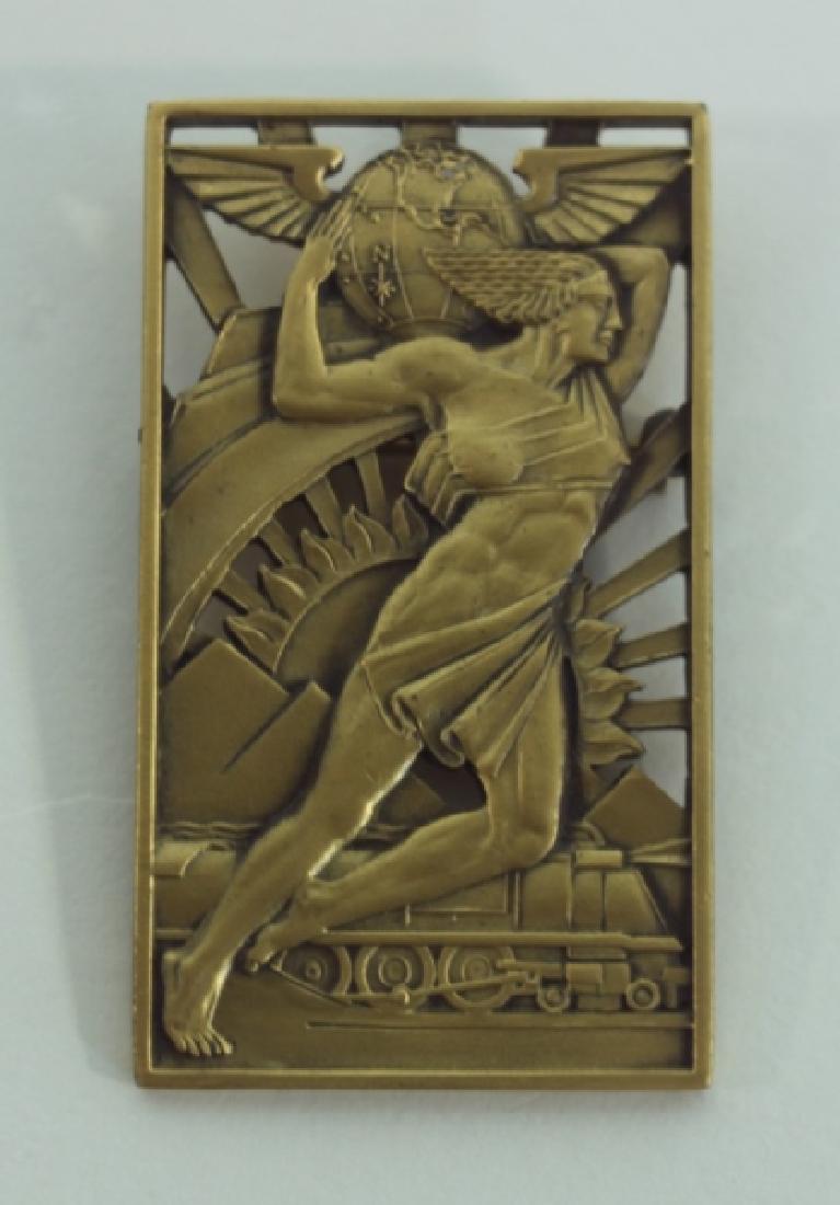 Art Deco Atlas World Airplane Train Pin / Pendant (1 of 2)