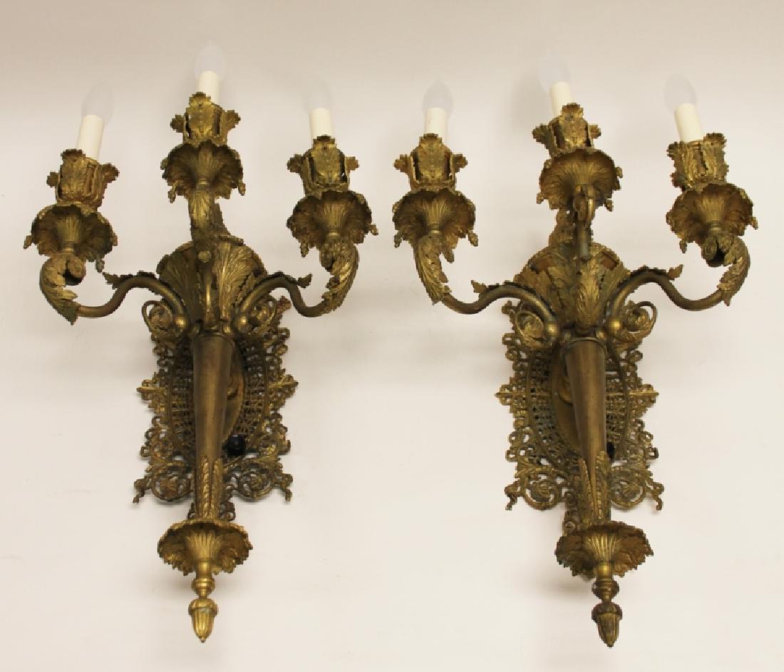 2-19C French Empire Bronze Gasolier Wall Sconces (1 of 9)