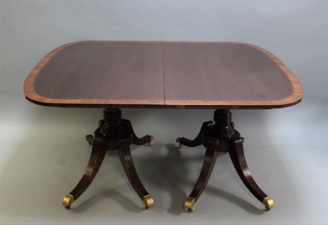 Mahogany Pedestal Dining Table w Banded Inlay (1 of 8)