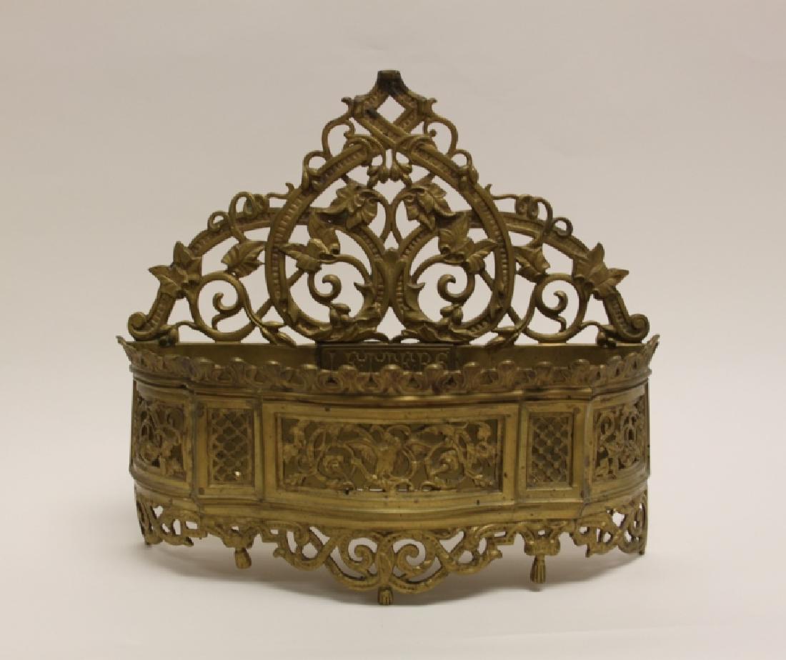 Art Nouveau English Brass Letter Box / Basket (1 of 12)
