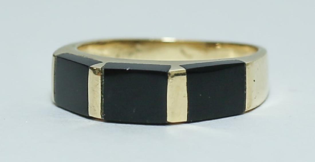 Art Deco 14K Gold & Black Onyx Ladies Band Ring (1 of 4)