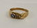 14k Men's Brutalist Gold Ring w Gemstone & Diamond