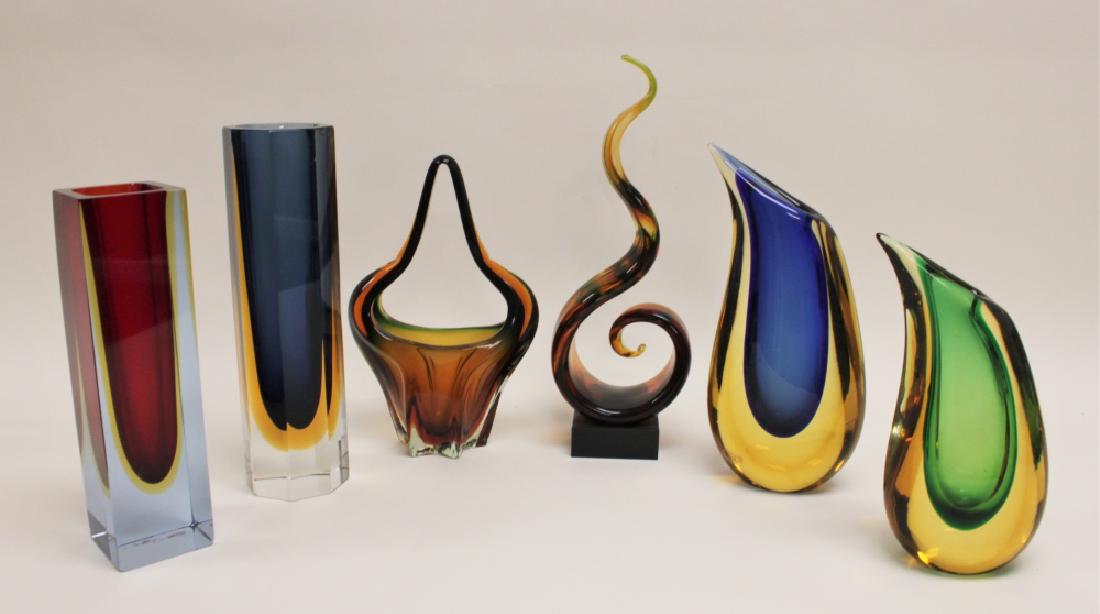 (6)Pcs Oggett Murano Art Glass 5 Vases & Sculpture (1 of 8)