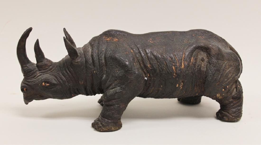 19C Oriental Cast Bronze Figure of a Rhinoceros (1 of 6)