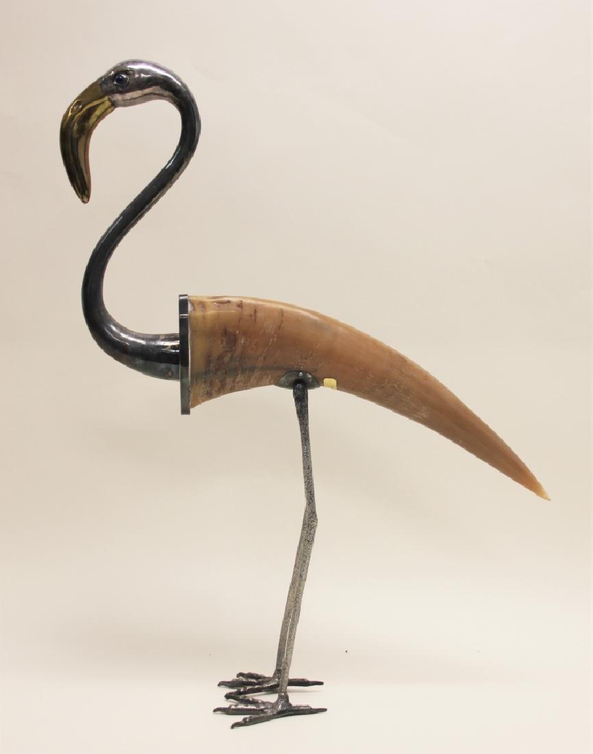 Binazzi Foresto Brass & Horn Flamingo Sculpture (1 of 10)