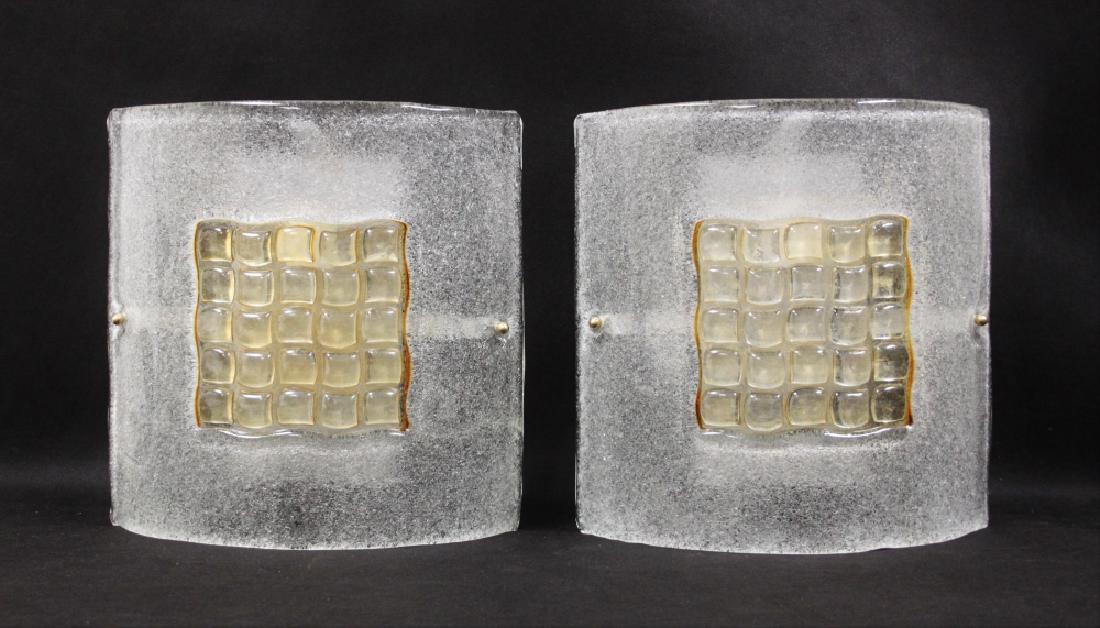 Pair Murano Art Glass Sconces w Amber Diffusers (1 of 9)