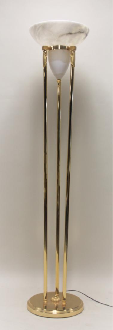 MCM Alabaster & Polished Brass Art Deco Torchiere (1 of 6)