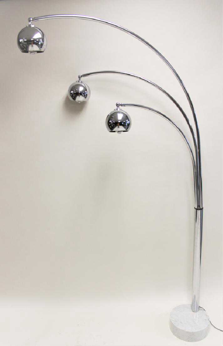 MCM Sonneman 3Light Chrome & Marble Arc Floor Lamp