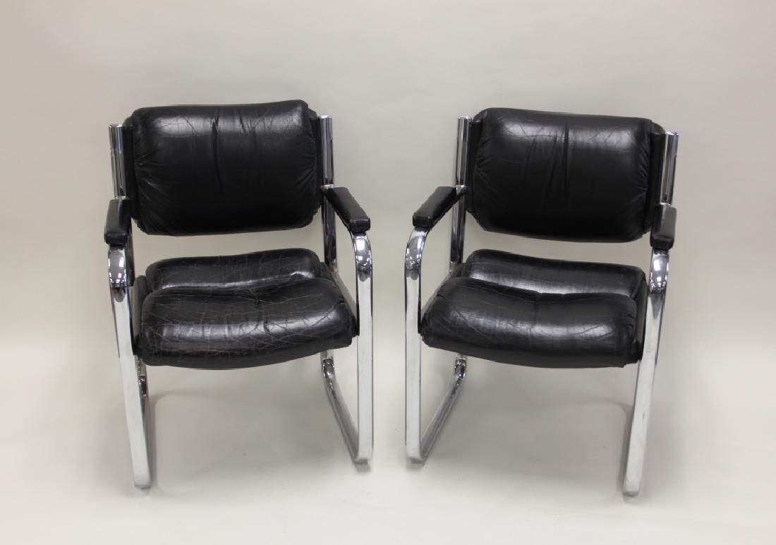 (2) Pace Chrome Frame & Leather Cantilever Chairs (1 of 13)