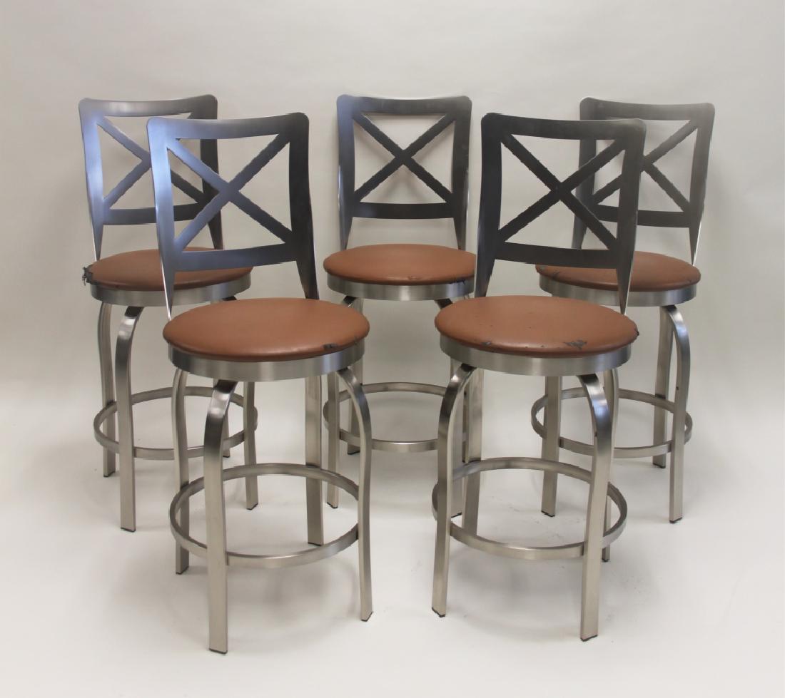 (5) Modern Brushed Steel Bar Stools (1 of 11)