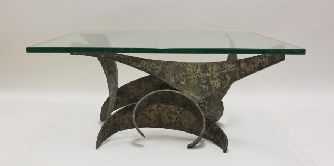 MCM Geometric Brutalist Drippy Brass Coffee Table (1 of 10)