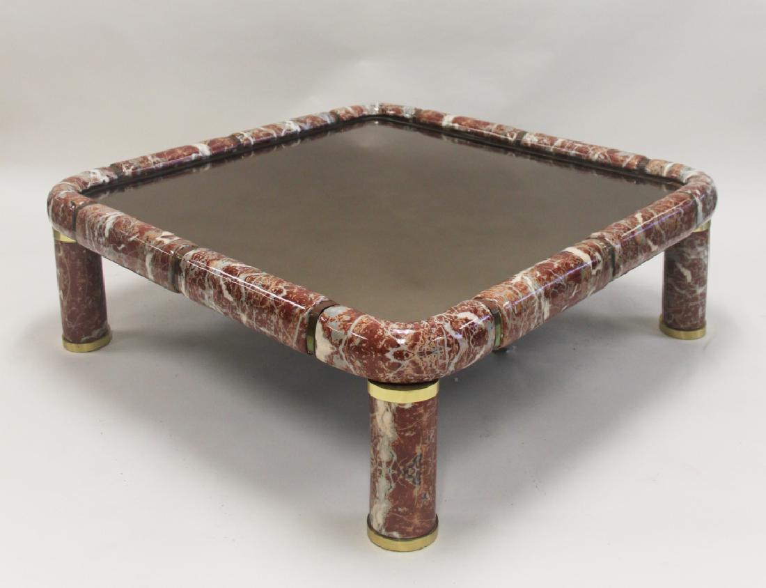 1960's Tommaso Barbi Marble & Brass Coffee Table (1 of 9)