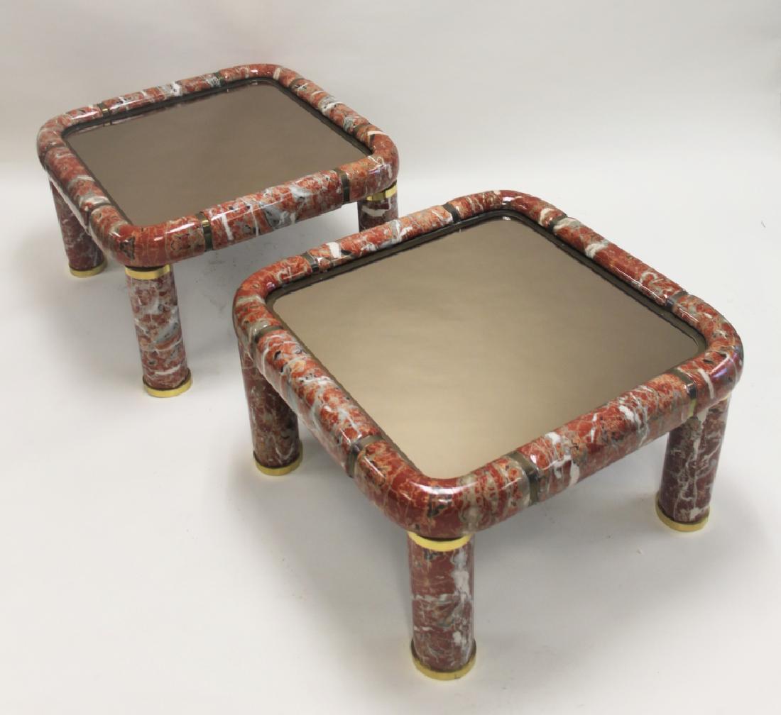 (2)1960's Tommaso Barbi Marble & Brass End Tables (1 of 9)