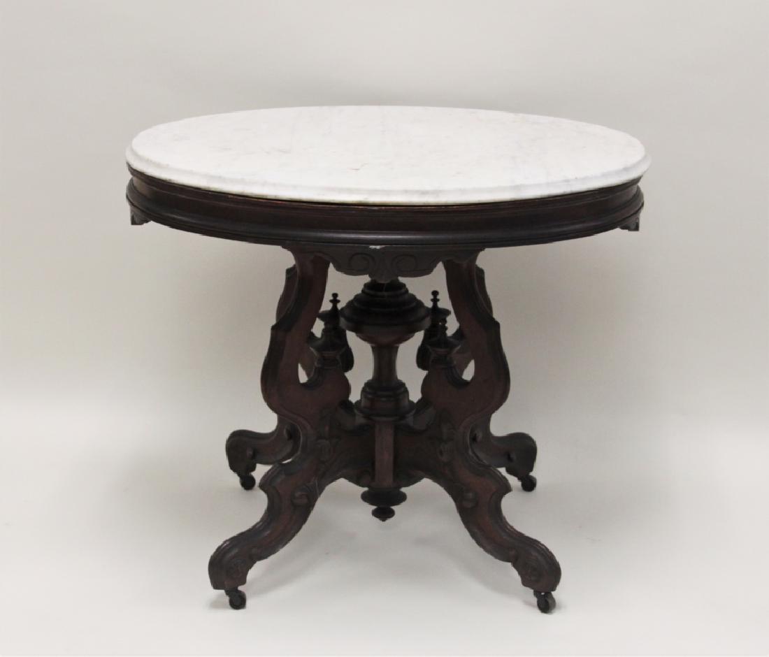 19C Marble & Walnut Victorian Turtle Top Table (1 of 9)
