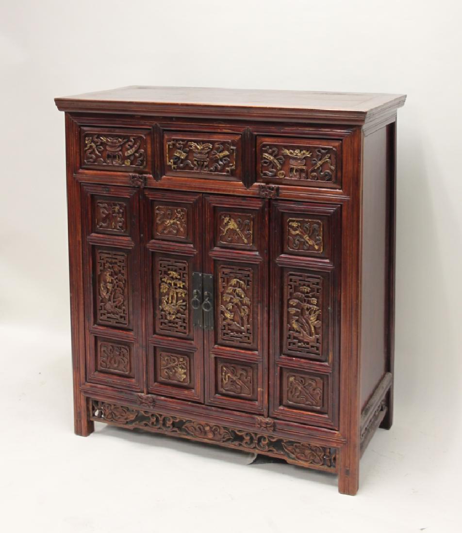 18/19C Chinese Carved Hardwood Cabinet (1 of 15)