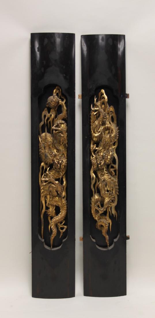 (2)19C Chinese Carved Dragon Furniture Panels (1 of 10)
