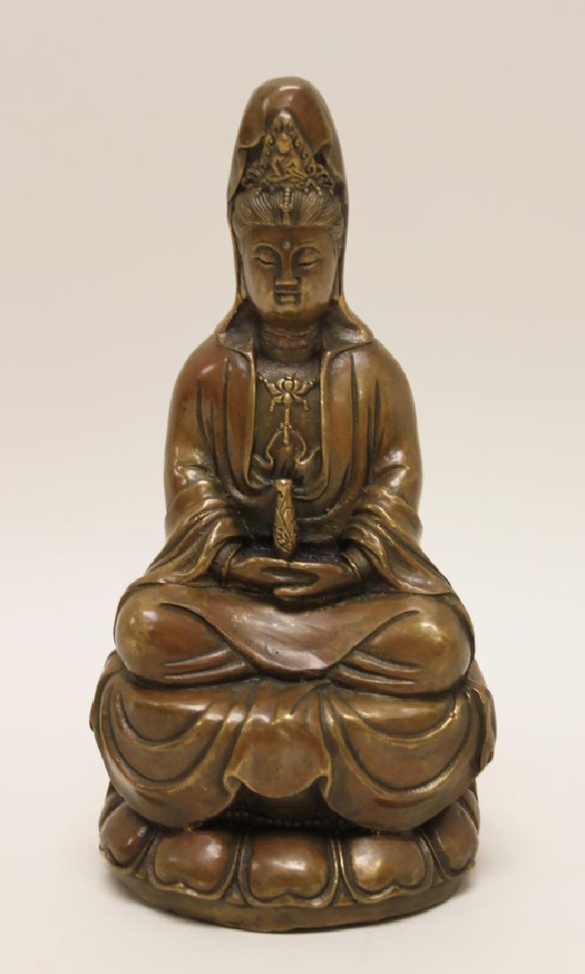Chinese GuanYin Kwan-Yin Bronze Buddhist Sculpture (1 of 7)