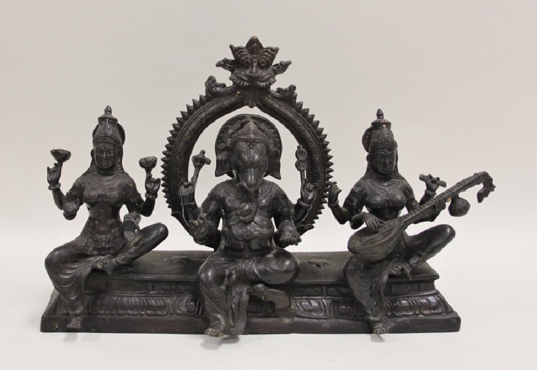 Hindu Bronze Sculpture Ganesha w Female Attendants (1 of 7)
