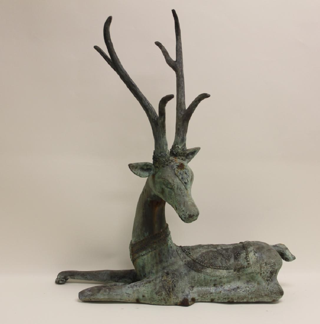 Chinese Fengshui Bronze Sika Deer Sculpture (1 of 6)