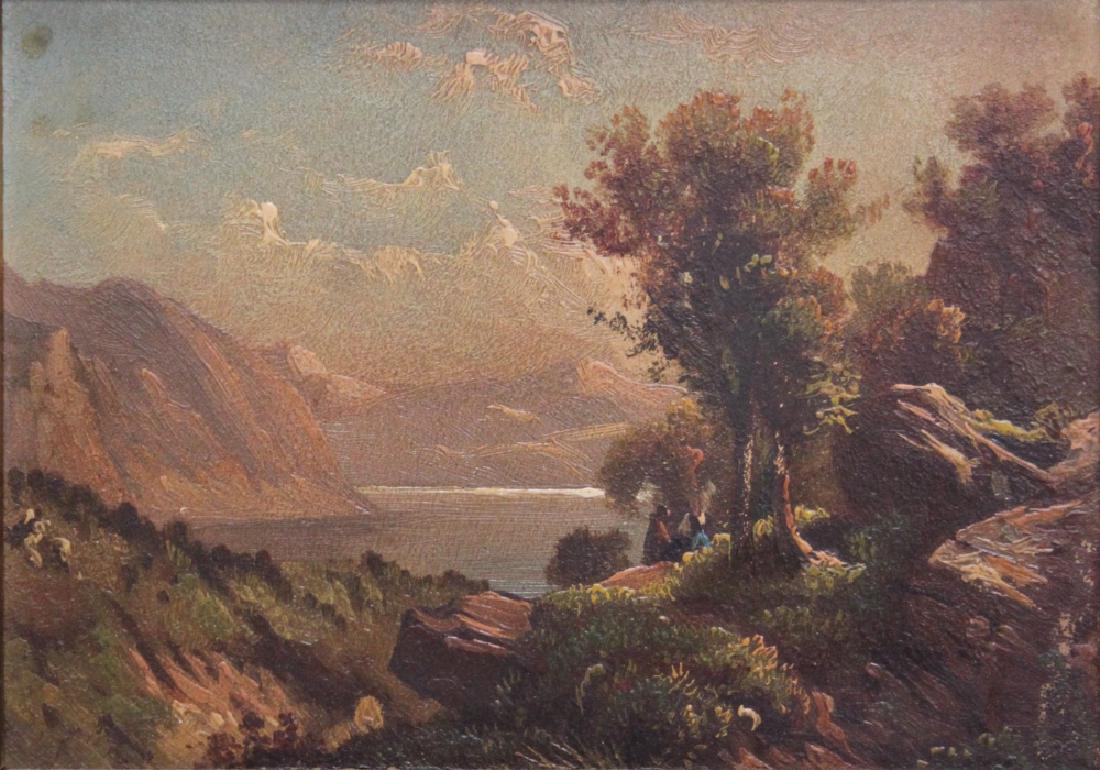 19C Continental Oil on Board Mountain Vista w Lake (1 of 3)