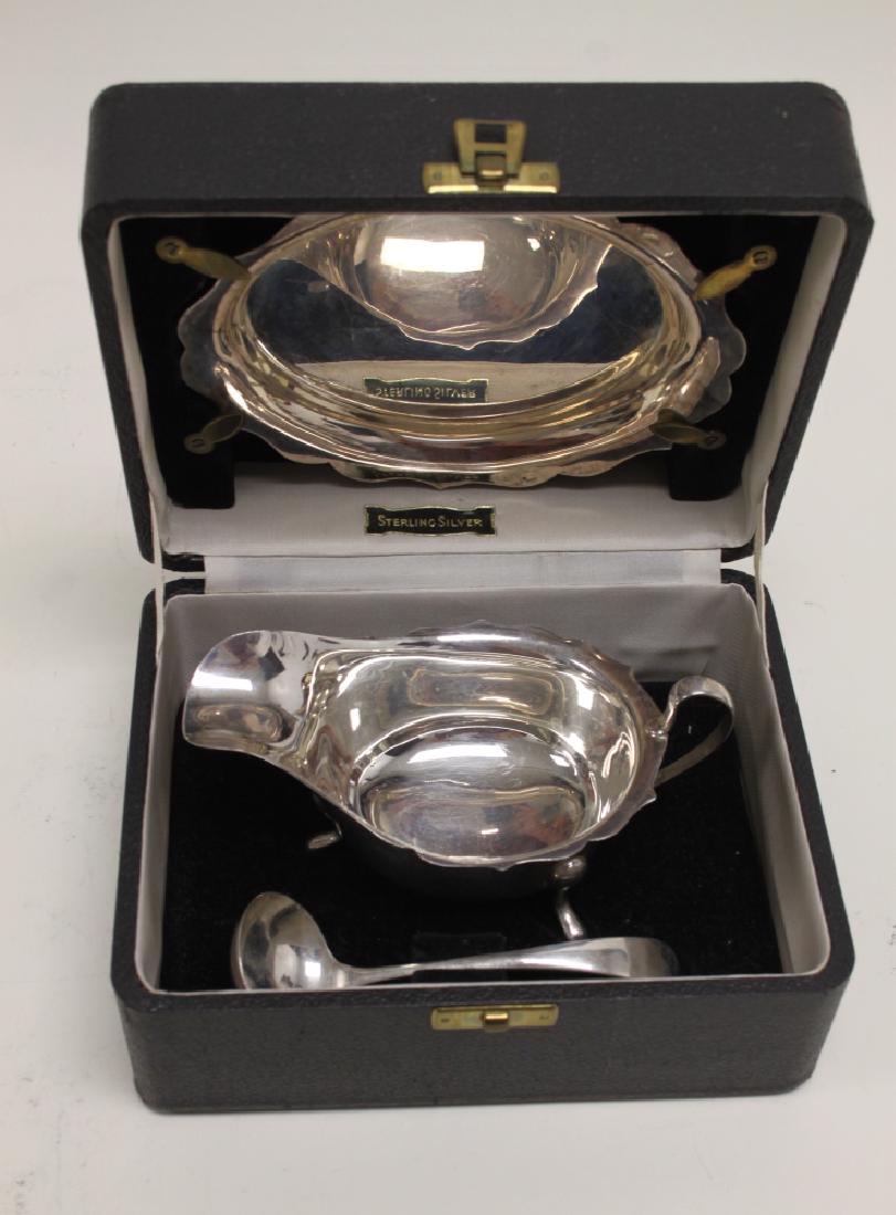 Buckingshire Sterling Gravy Boat, Tray Ladle & Box (1 of 6)