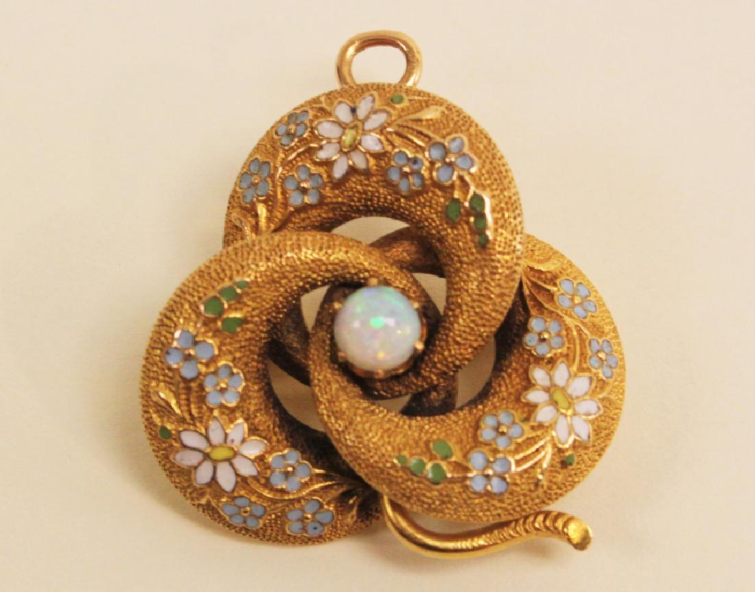 14k Enameled Gold & Australian Opal Celtic Pendant (1 of 8)