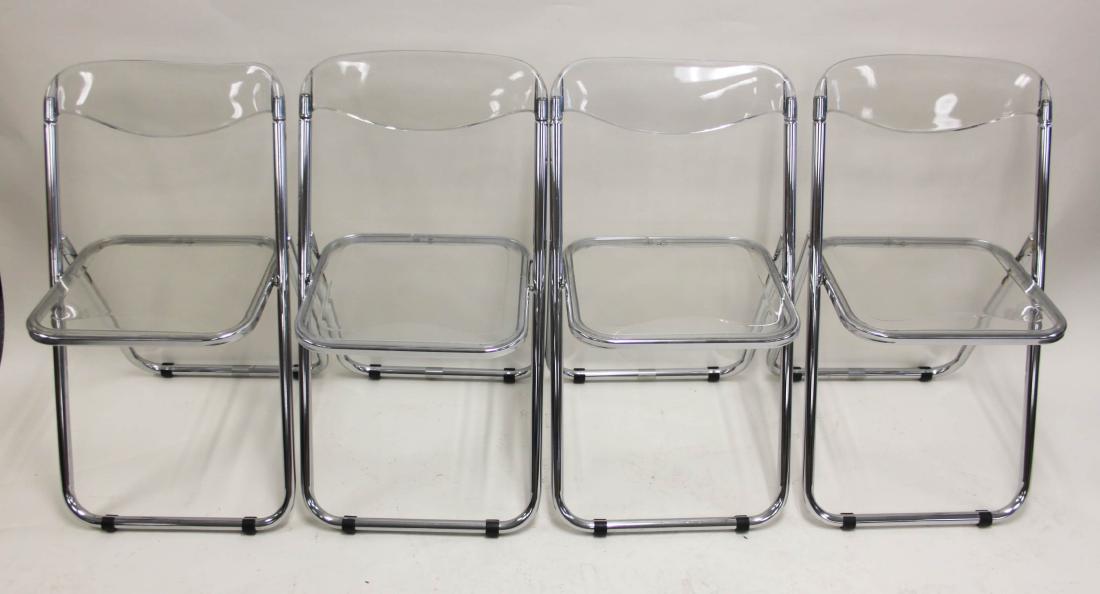 (4) Italian Lucite & Chrome Frame Folding Chairs (1 of 5)