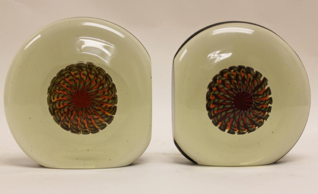 Galliano Ferro Murano Art Glass Pin Wheel Bookends (1 of 8)