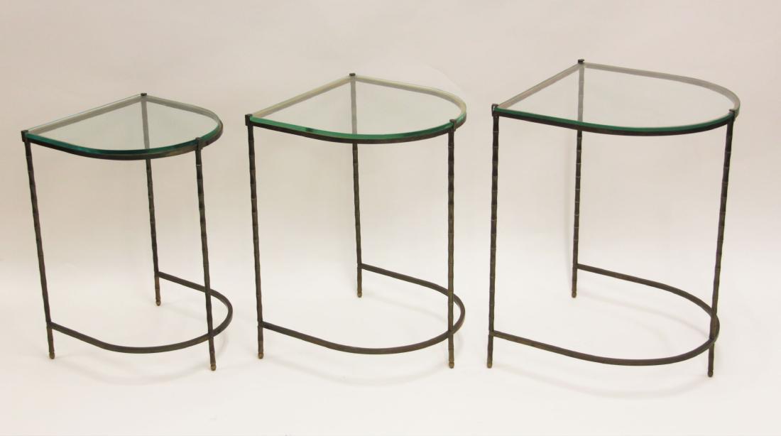 3 Italian Brass Bamboo Form D-shape Nesting Tables (1 of 8)