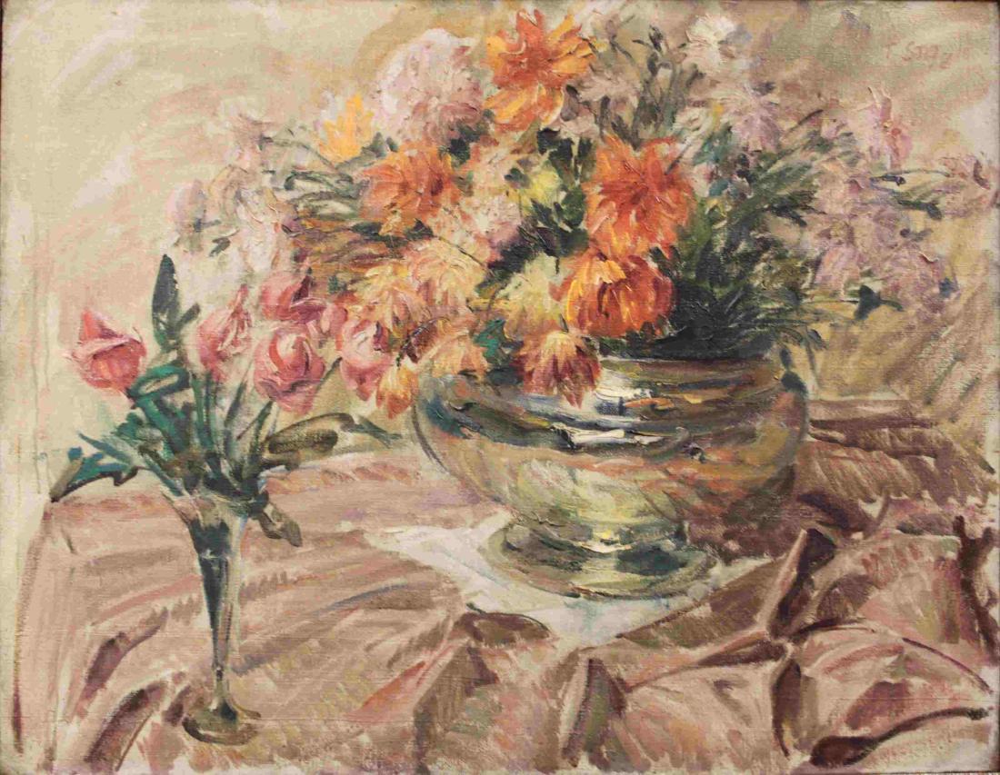 Antique Impressionist Floral Still Life Painting (1 of 5)