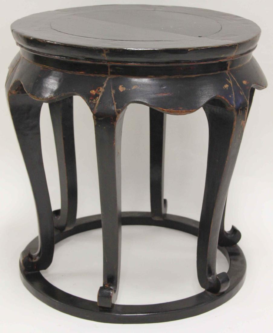 Antique Chinese Hardwood Black Lacquer Side Table (1 of 4)