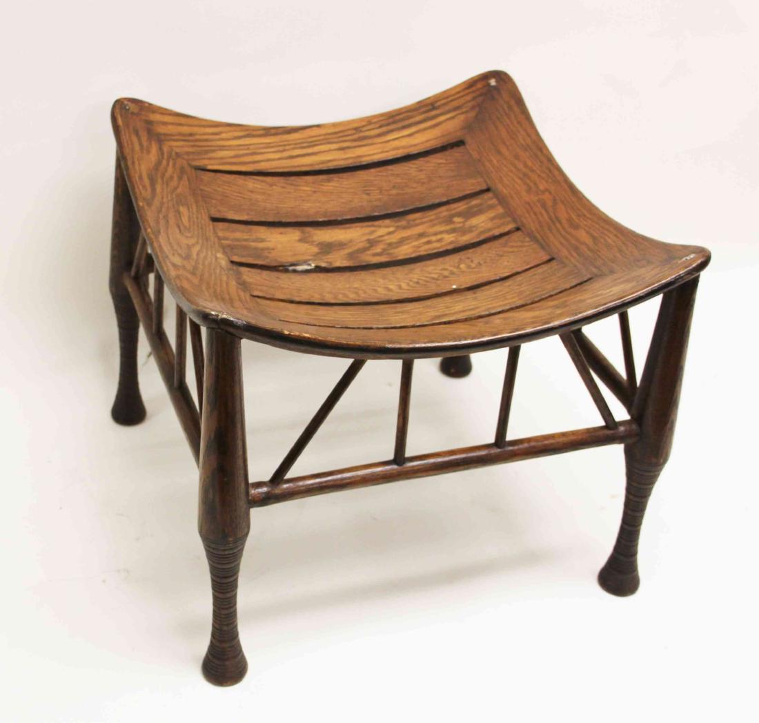 Arts & Crafts Mission Oak Egyptian Thebes Stool (1 of 7)