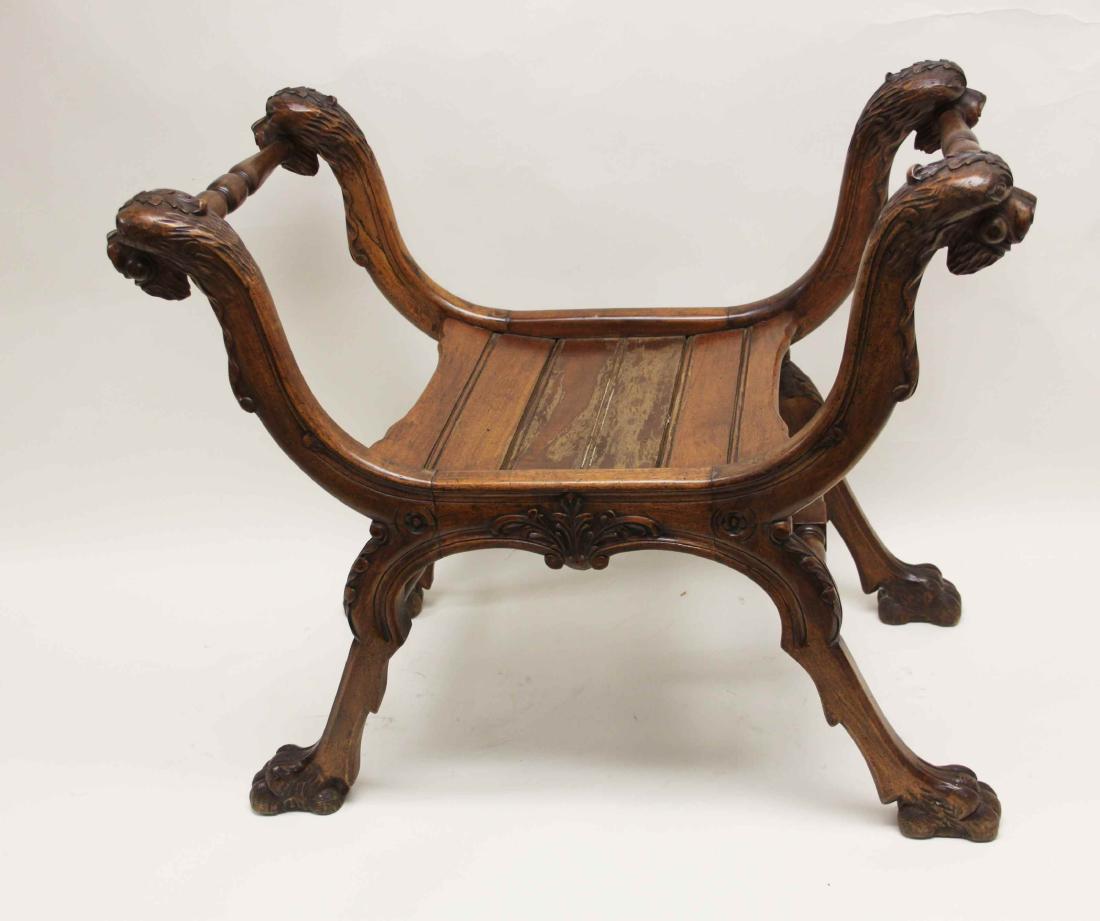 Antique Thebes Stool w Lions Heads and Paw Feet (1 of 6)