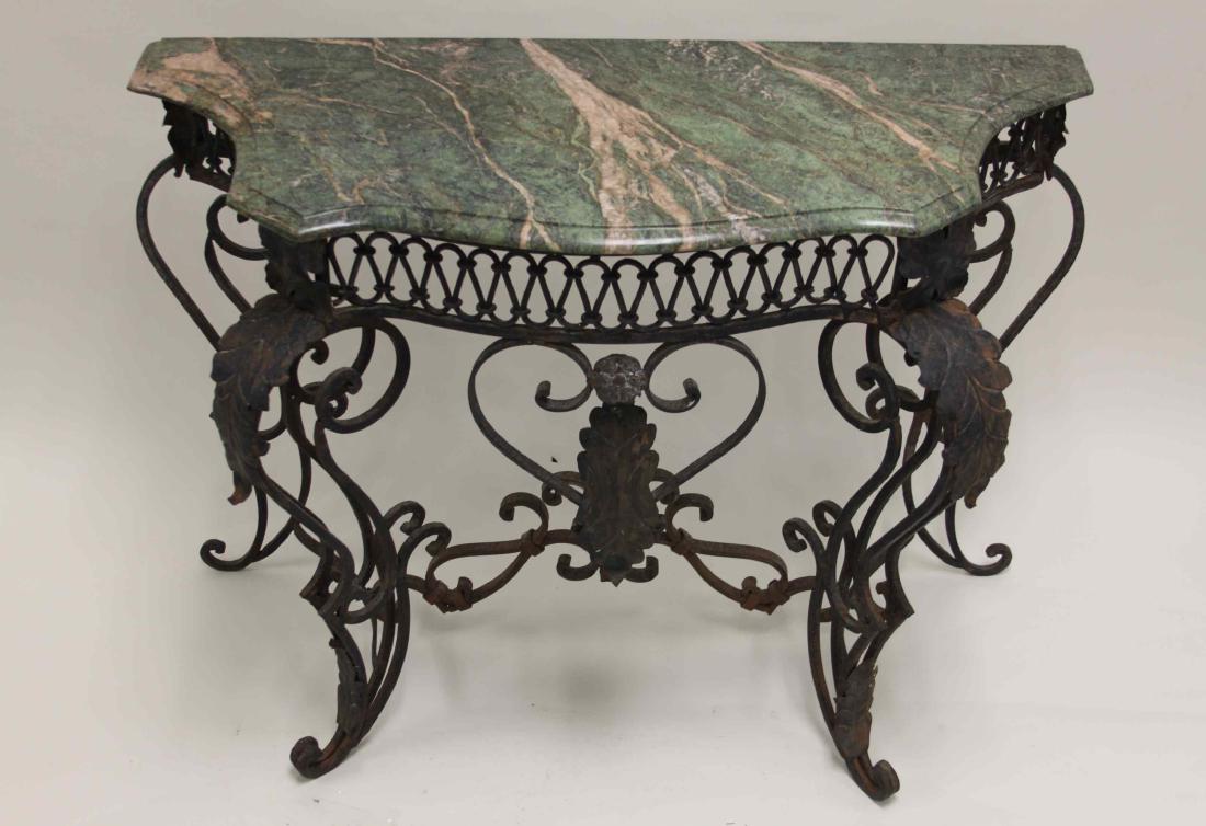 Italian Wrought Iron & Marble Top Console Table (1 of 6)