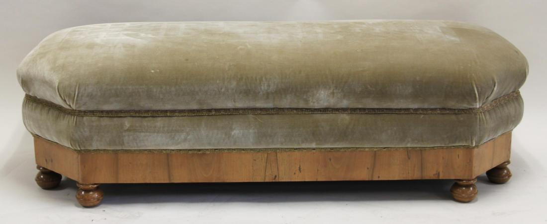 Victorian Maple Frame & Velvet Upholstered Bench (1 of 7)