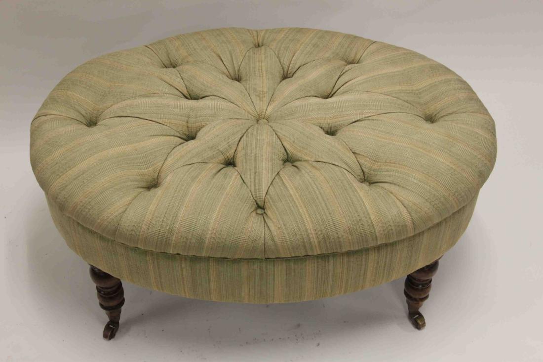 Victorian Tufted Oval Ottoman Legs w Casters (1 of 3)