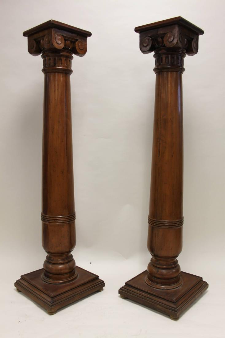 Pair Cherry Wood Federal Column Pedestals (1 of 5)