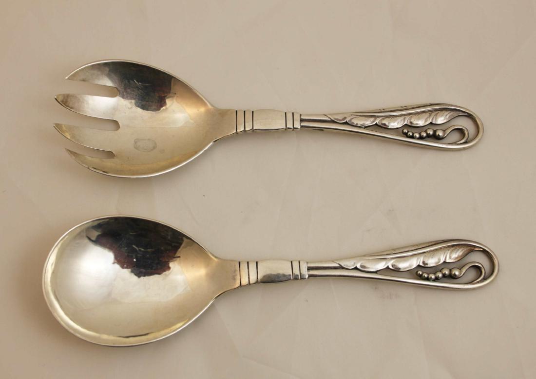 Pair Georg Jensen Blossom Sterling Salad Servers (1 of 3)