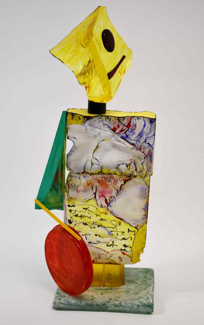 Whimsical Art Glass Sculpture "Boy w Frisbee" (1 of 5)