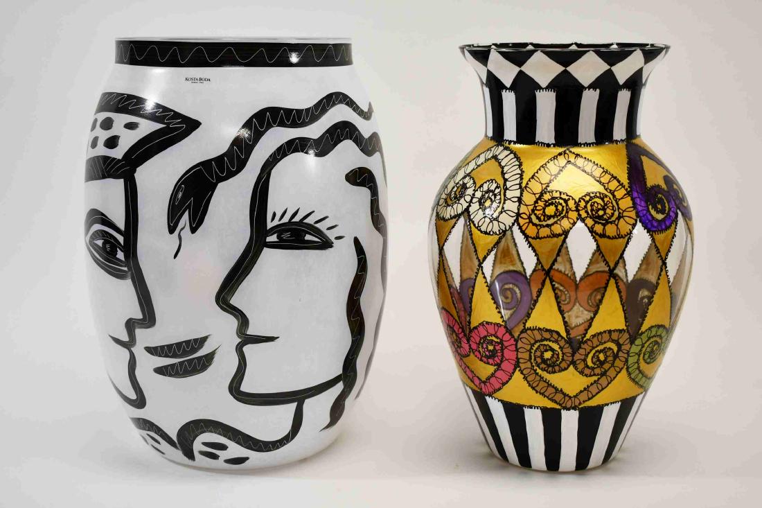 (2) Painted Art Glass Vases by Kosta Boda & Siri (1 of 5)