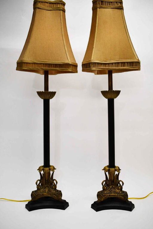 Pair Maitland Smith Et Form Lamps Swan Bases Pair Maitland Smith Et Form Lamps Swan Bases